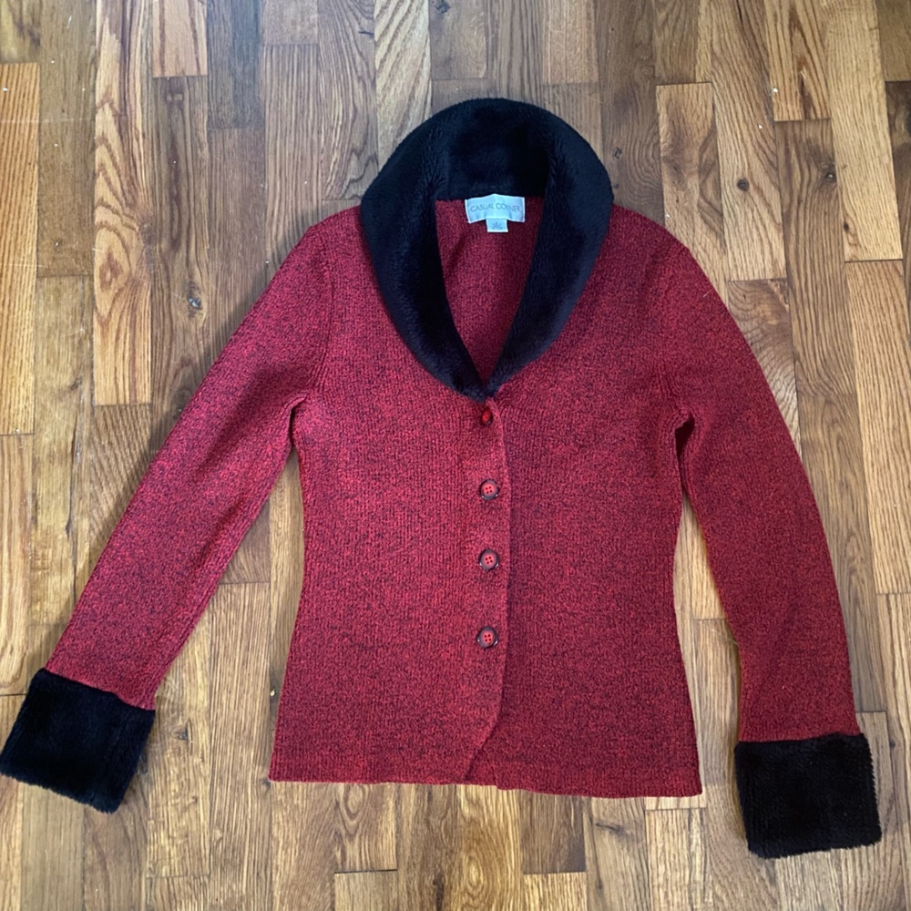 Elegant Red Jacket with Black Accents